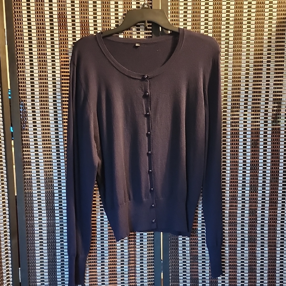 Navy Blue Button-Up Cardigan